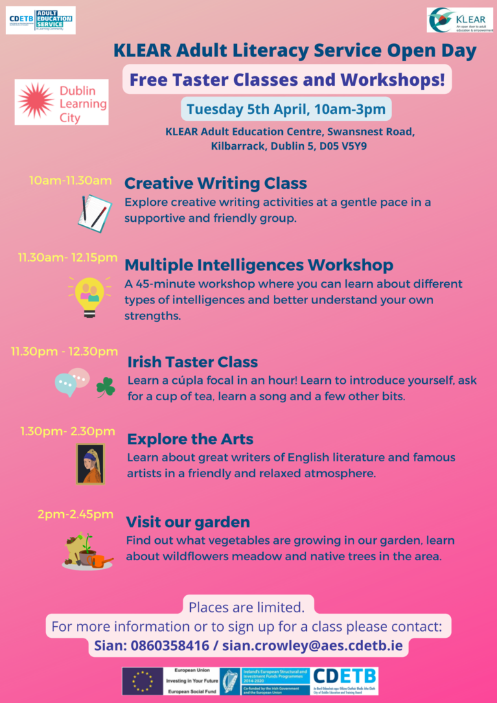 Literacy Open Day KLEAR Dublin Learning City Festival 2022